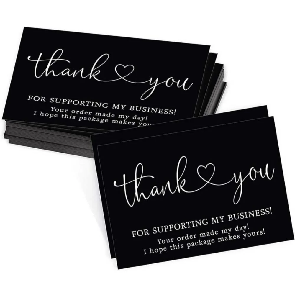 ★ 25 Black Thank You Cards Small Business Packaging Inserts Elegant